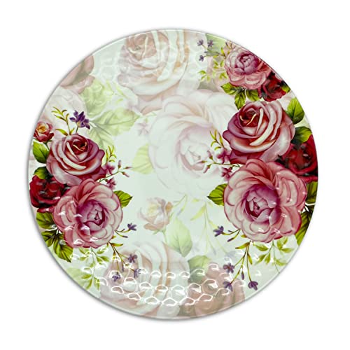 KONVIO Melamine Dinner Full Size Plates Set of 6, Unbreakable Plates (6 Pieces, 11 inches) (Floral - Pink) - Image 2