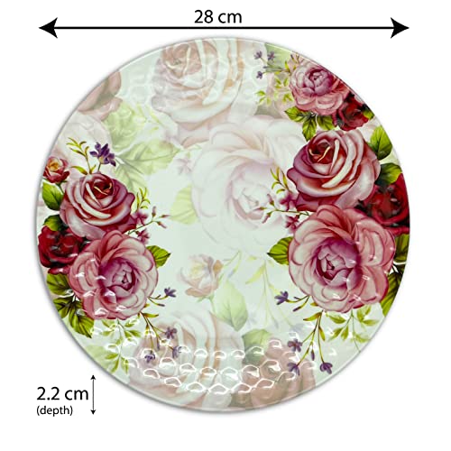 KONVIO Melamine Dinner Full Size Plates Set of 6, Unbreakable Plates (6 Pieces, 11 inches) (Floral - Pink) - Image 3