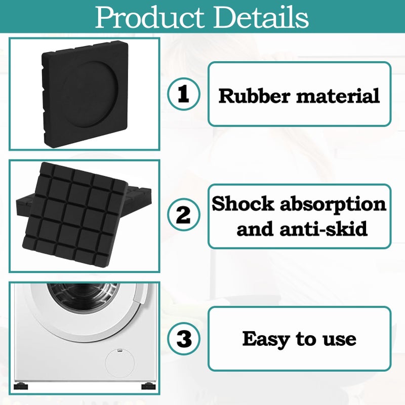 KASTWAVE 4PCS Anti-Vibration Silicone Rubber Pads for Washing Machines & Dryers – Non-Slip, Noise-Reducing, Shock-Absorbing Feet Pads for Appliances, Washers, and Furniture - Image 3