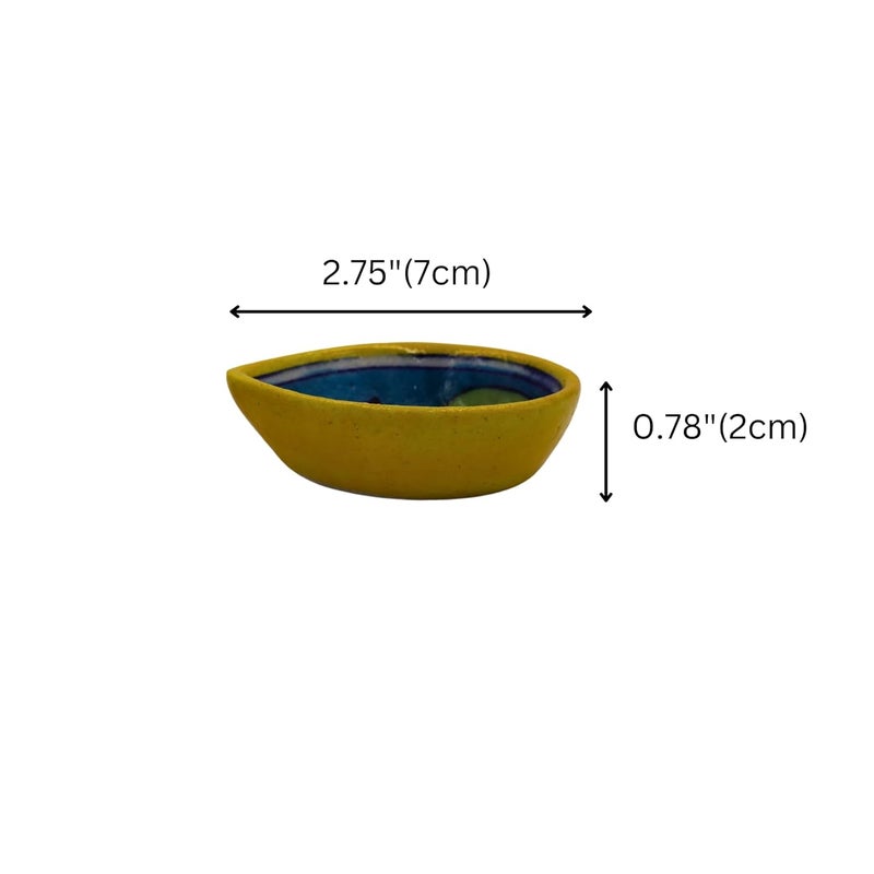 Natriel Handmade Blue Pottery Diya Diyas Earthen Assorted Colorful Diwali Decoration Puja Handpainted Home Indoor Outdoor Design Handmade Mix Color Design11 - Image 4