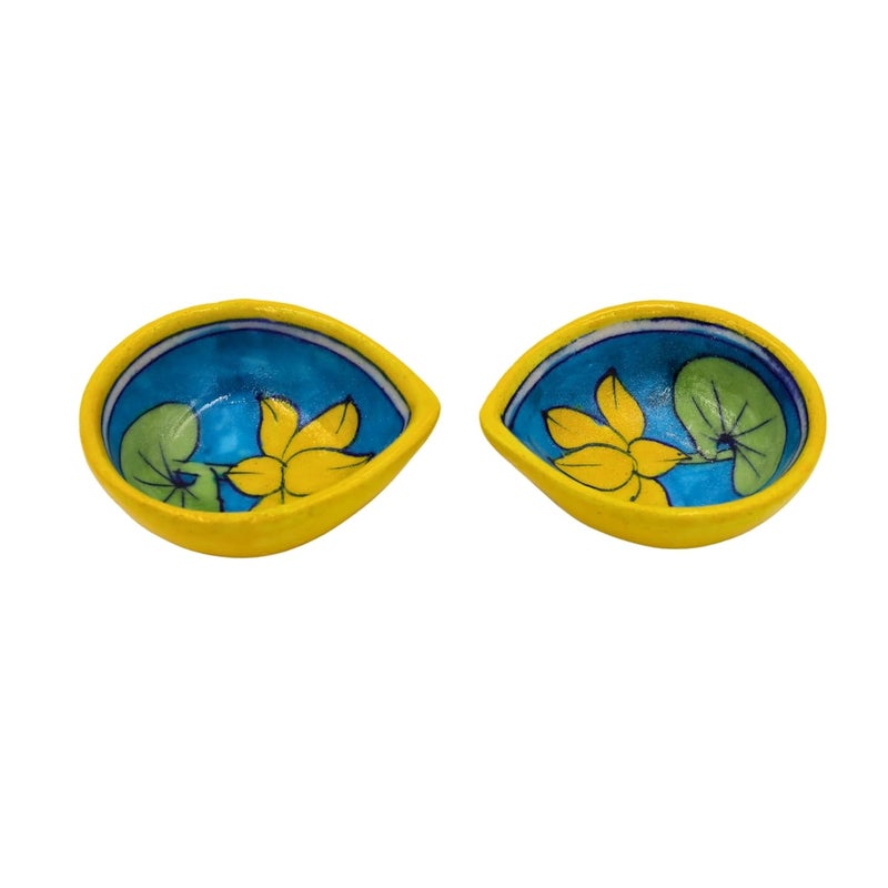 Natriel Handmade Blue Pottery Diya Diyas Earthen Assorted Colorful Diwali Decoration Puja Handpainted Home Indoor Outdoor Design Handmade Mix Color Design11 - Image 5