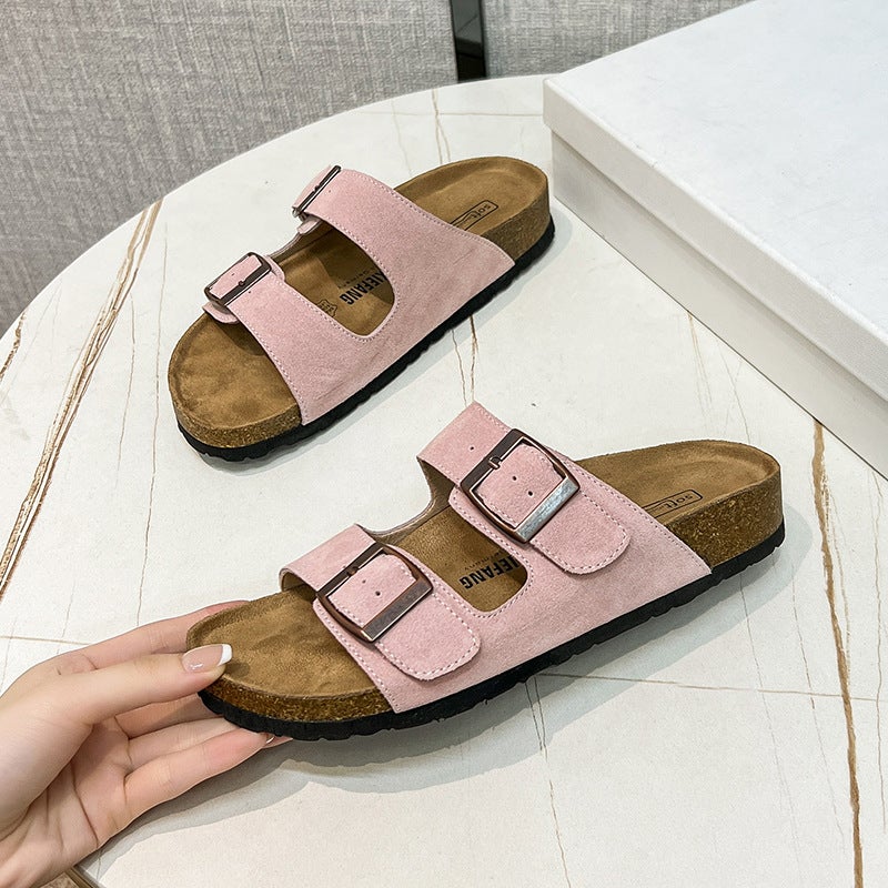 Spot [] Birkenstock Shoes Women Summer Wear Fashion Sandals With Leather Birkenstock Slippers - Image 5