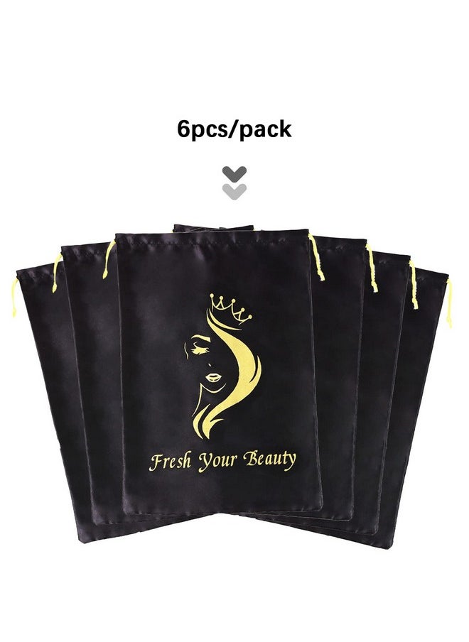 Silk Satin Bags Hair Packaging Bags For Bundles Soft Silk Satin Pouches With Drawstring Wigs Bags Hair Tools Storage Bags For Home And Salon Use (6 Pcs Black) - pzsku/Z115FC8890CF077716324Z/45/_/1696070272/1bbdfabb-1337-404d-b3b2-e4d0749462c0