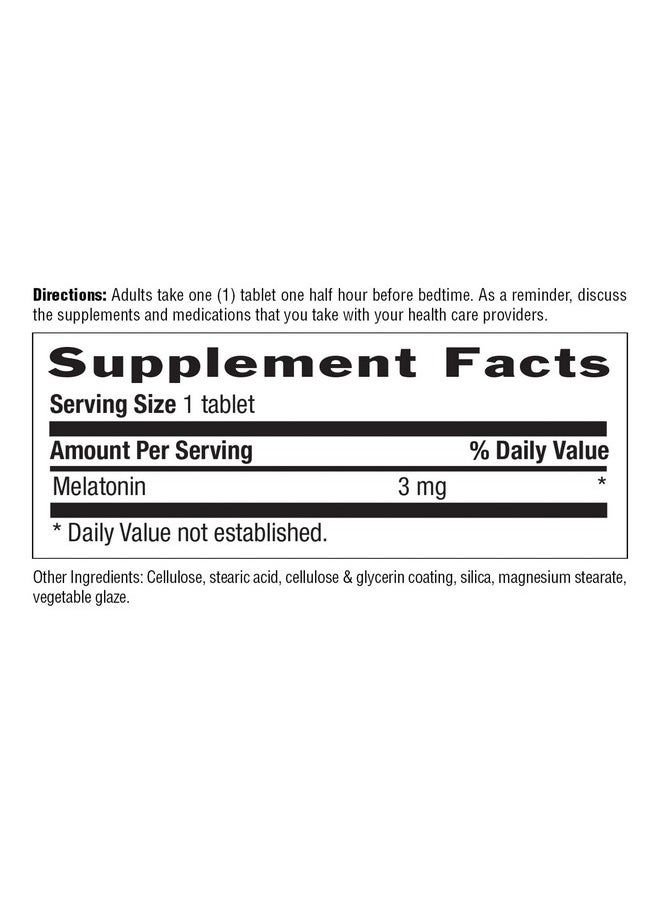 كانتري لايف Country Life Melatonin Sleep Aid 3mg - غير معدل وراثيًا، خالٍ من الجلوتين، نباتي - أقراص سريعة الإطلاق وسريعة الذوبان من أجل نوم مثالي - بدون خميرة أو ذرة أو قمح أو فول الصويا - مكونات نقية وأصلية  - Image 1