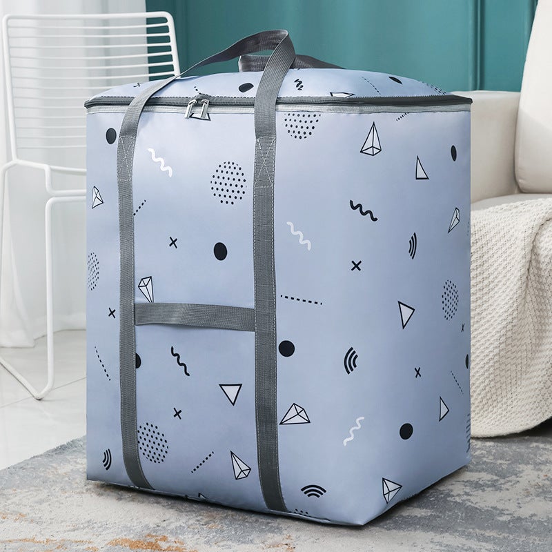 Extra Large Thick Oxford Quilt Storage Bag Gray geometry 