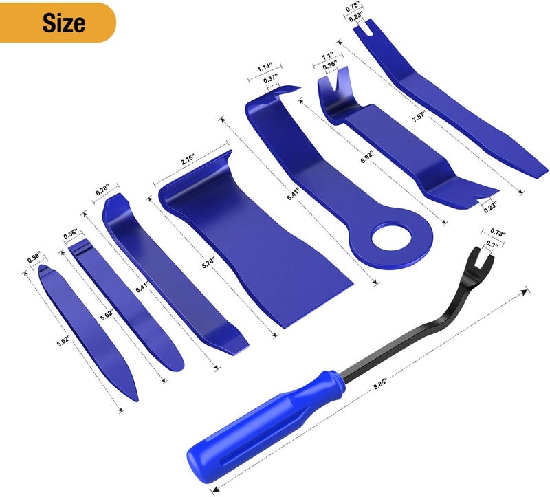 GOOACC GRC-90 Set 8PCS Auto Trim Scratch Pry Car Audio Dash Door Panel Window Molding Fastener Remover Tool Kit-Blue - Image 2