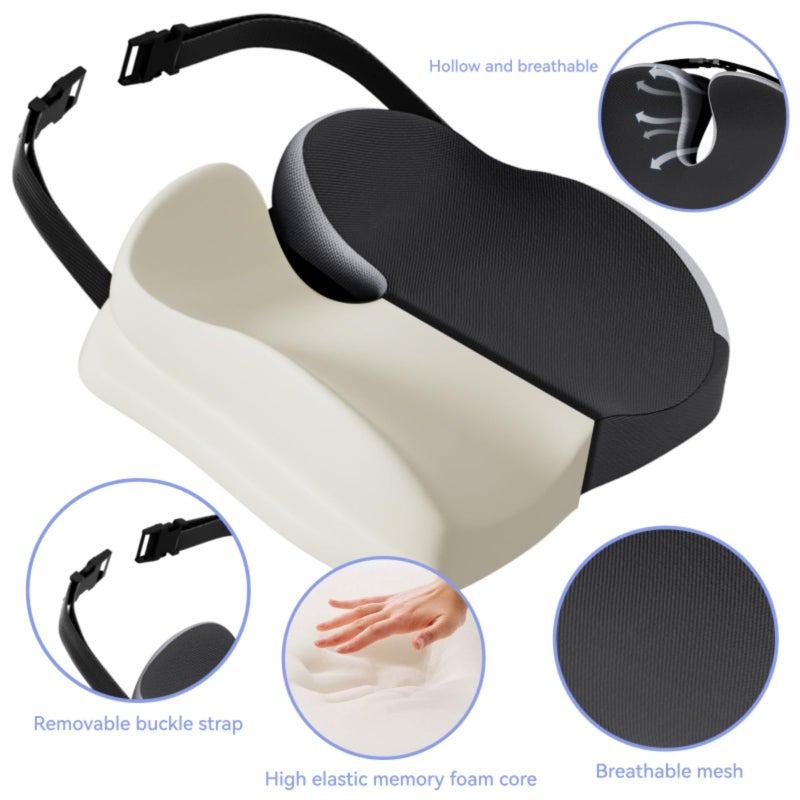 ZFUHWT Seat Cushions for Office Chairs Wheelchair Cushion for Long Sitting Back Painï¼ŒMemory Foam Seat Car Computer Desk Chair Cushionï¼ŒCoccyx Cushion for Tailbone Pain Relief Cushion Office Chair Black - Image 2