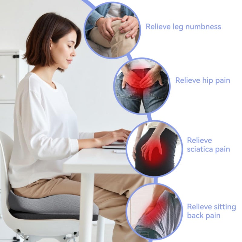 ZFUHWT Seat Cushions for Office Chairs Wheelchair Cushion for Long Sitting Back Painï¼ŒMemory Foam Seat Car Computer Desk Chair Cushionï¼ŒCoccyx Cushion for Tailbone Pain Relief Cushion Office Chair Black - Image 5