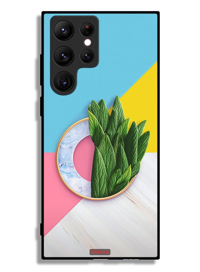 Tolwak Samsung Galaxy S22 Ultra 5G Protective Case Cover Leaves Abstract Pattern - Image 3