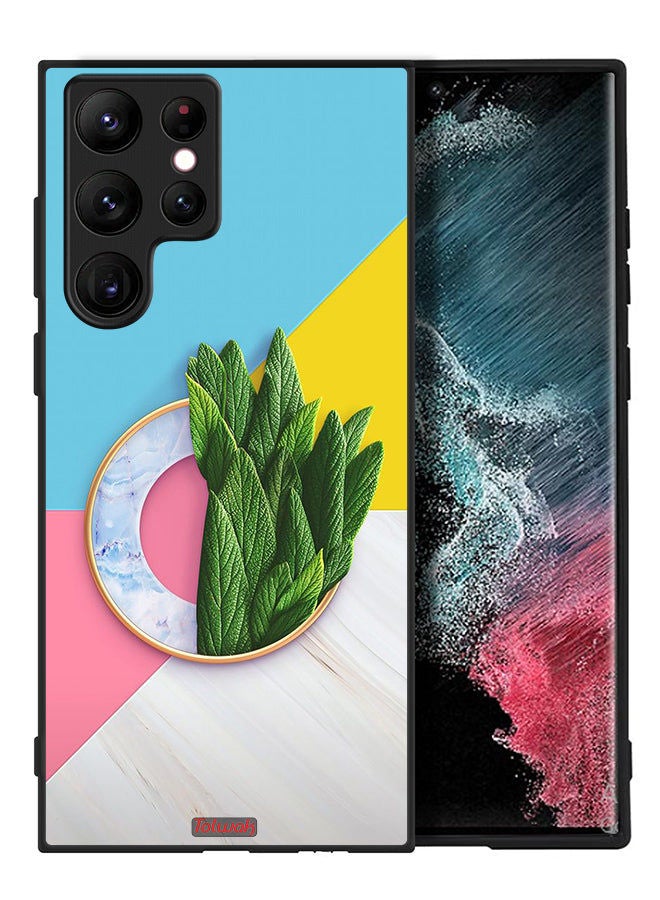Tolwak Samsung Galaxy S22 Ultra 5G Protective Case Cover Leaves Abstract Pattern - Image 2