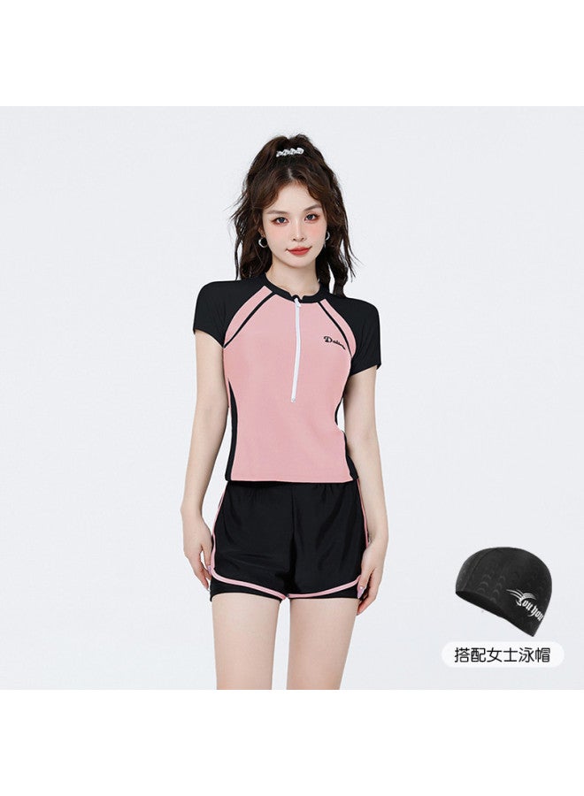 YouYou Hot Spring Ladies' Sport Two-piece Swimsuit For Women, Conservative Internet-famous Style, Slimming And Tummy-covering Student Swimsuit Set - Image 2