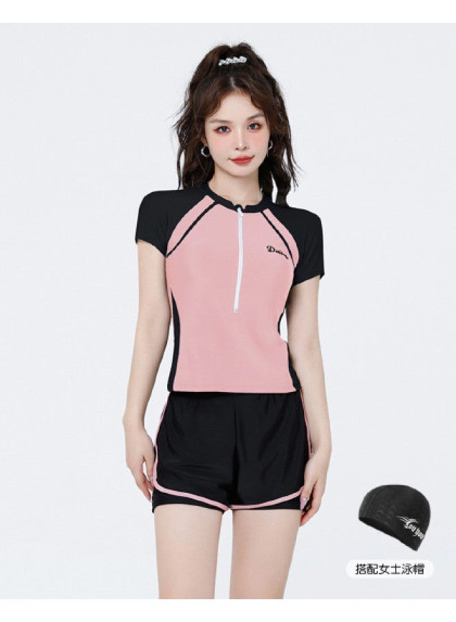 YouYou Hot Spring Ladies' Sport Two-piece Swimsuit For Women, Conservative Internet-famous Style, Slimming And Tummy-covering Student Swimsuit Set - Image 1