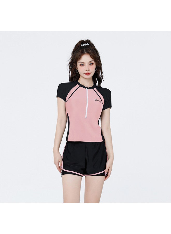 YouYou Hot Spring Ladies' Sport Two-piece Swimsuit For Women, Conservative Internet-famous Style, Slimming And Tummy-covering Student Swimsuit Set - Image 3