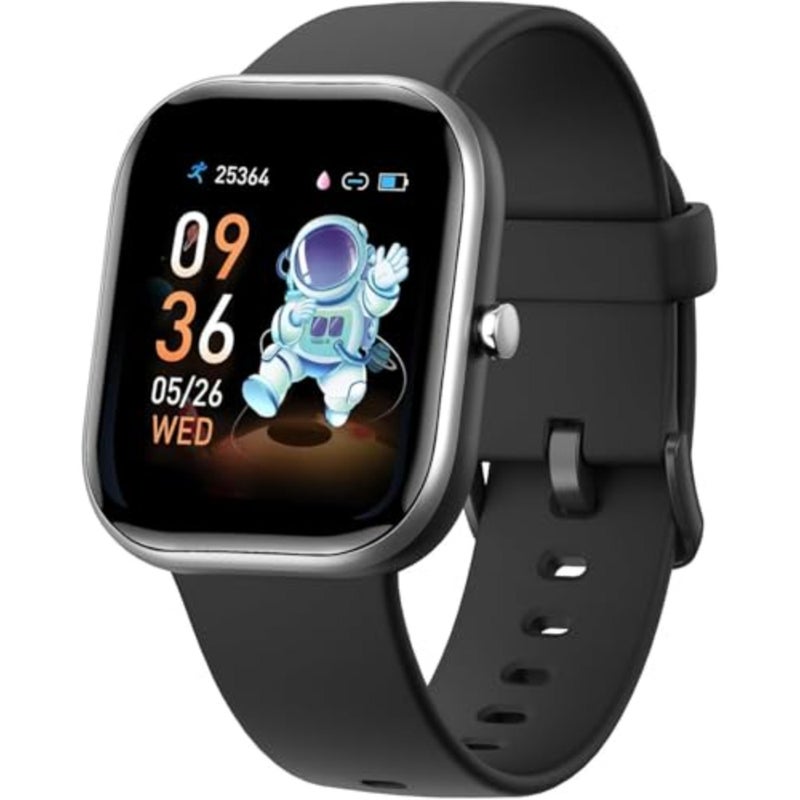smart watch for outdoor play and daily activity tracking, silicone band with black finish, IP68 waterproof design with heart rate and sleep monitoring, 8 sport modes, pedometer, calorie counter, alarm clock - Image 1
