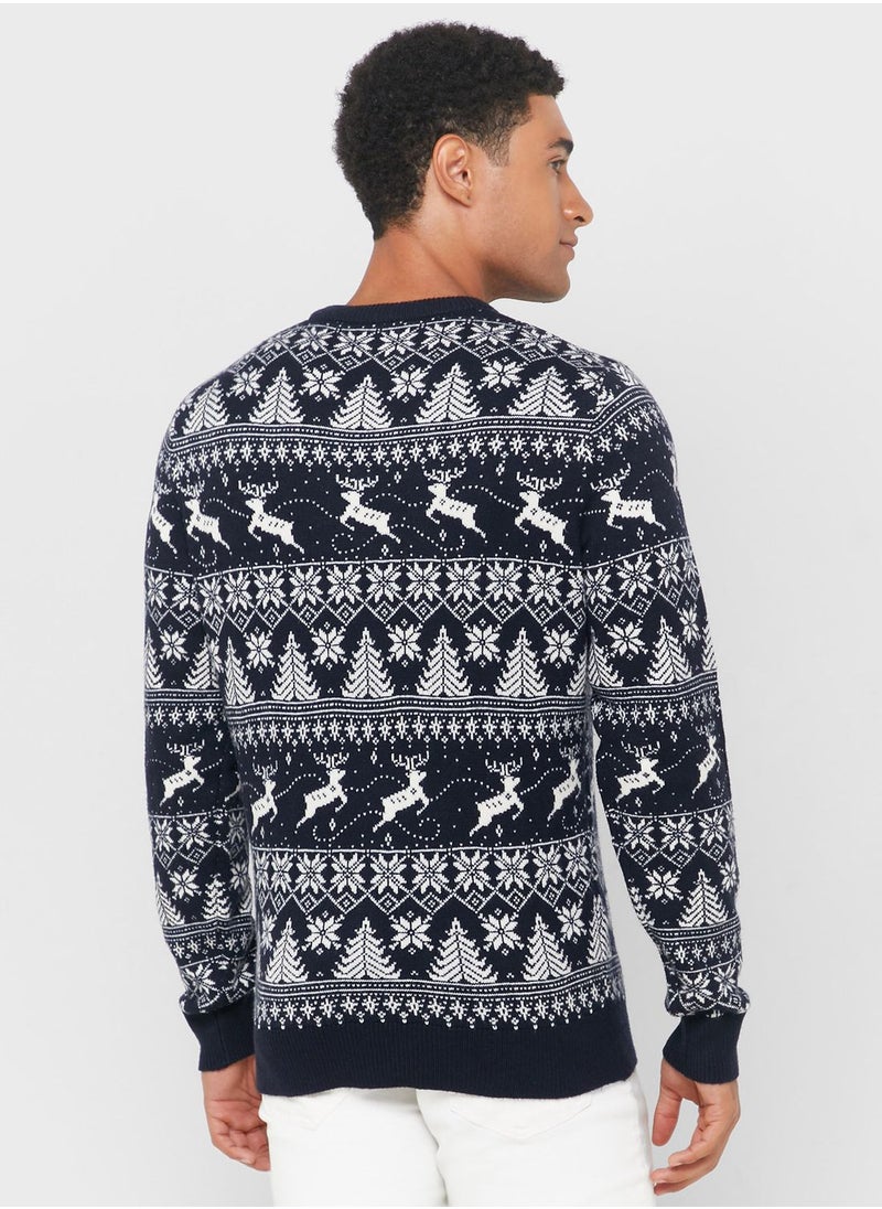 Mango Man - Christman Jaquard Printed Sweater - Image 1