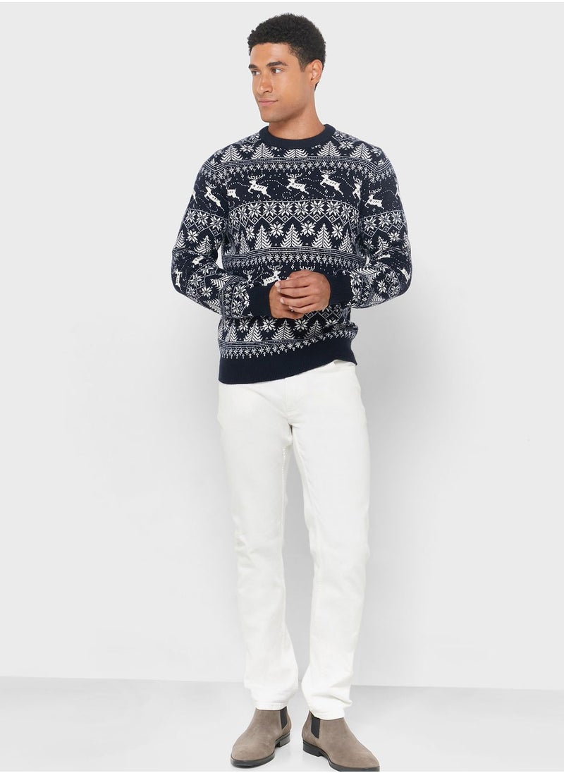 Mango Man - Christman Jaquard Printed Sweater - Image 1