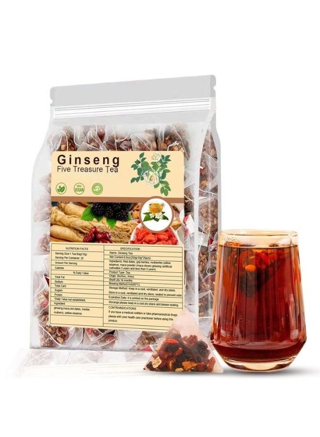 وينز تاون شاي الكلى من الجنسنغ الخمسة ، شاي الأعشاب الصيني التقليدي ، شاي التخلص من السموم العضوي الطبيعي لتطهير الكلى للنساء والرجال ، تركيبة 7 مكونات ثمينة (1 عبوة / 25 كيس) - Image 1