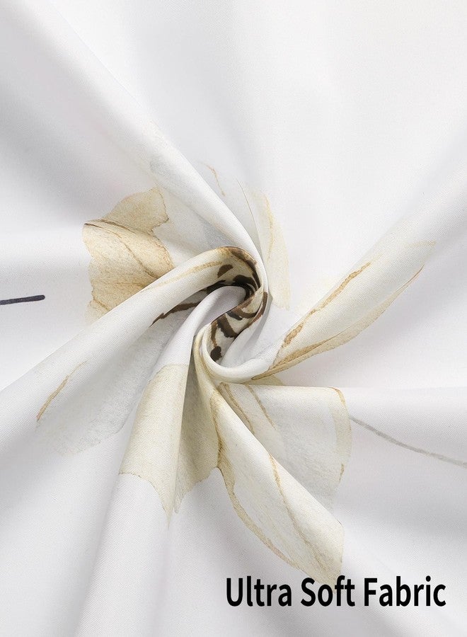 QiyI Flower Shower Curtain with Snap in Fabric Liner, Grey Watercolor Floral Cloth Bath Curtains, No Hook Shower Curtains with Mesh Top Window, Fabric Waterproof Bathroom Curtain Set, 72 x 75 Inch - Image 5