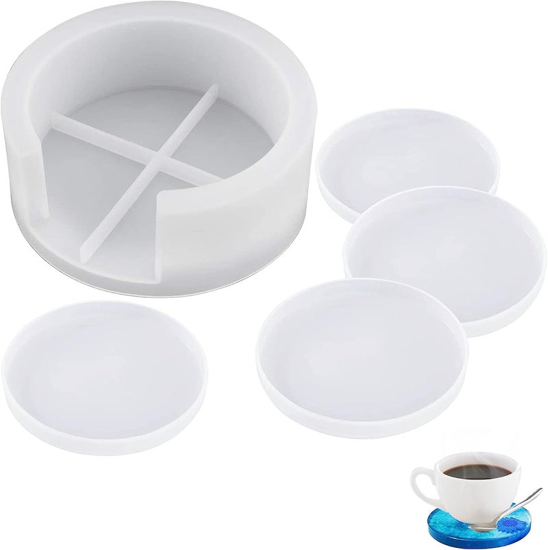 SNOOGG Pack of 1 Round Coaster with Stand Resin Silicone Mold 4 Inch for Resin Art, Coaster Stand Silicone Molds Epoxy DIY and More - Image 1
