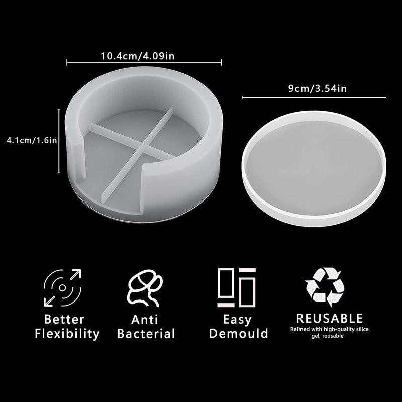 SNOOGG Pack of 1 Round Coaster with Stand Resin Silicone Mold 4 Inch for Resin Art, Coaster Stand Silicone Molds Epoxy DIY and More - Image 2