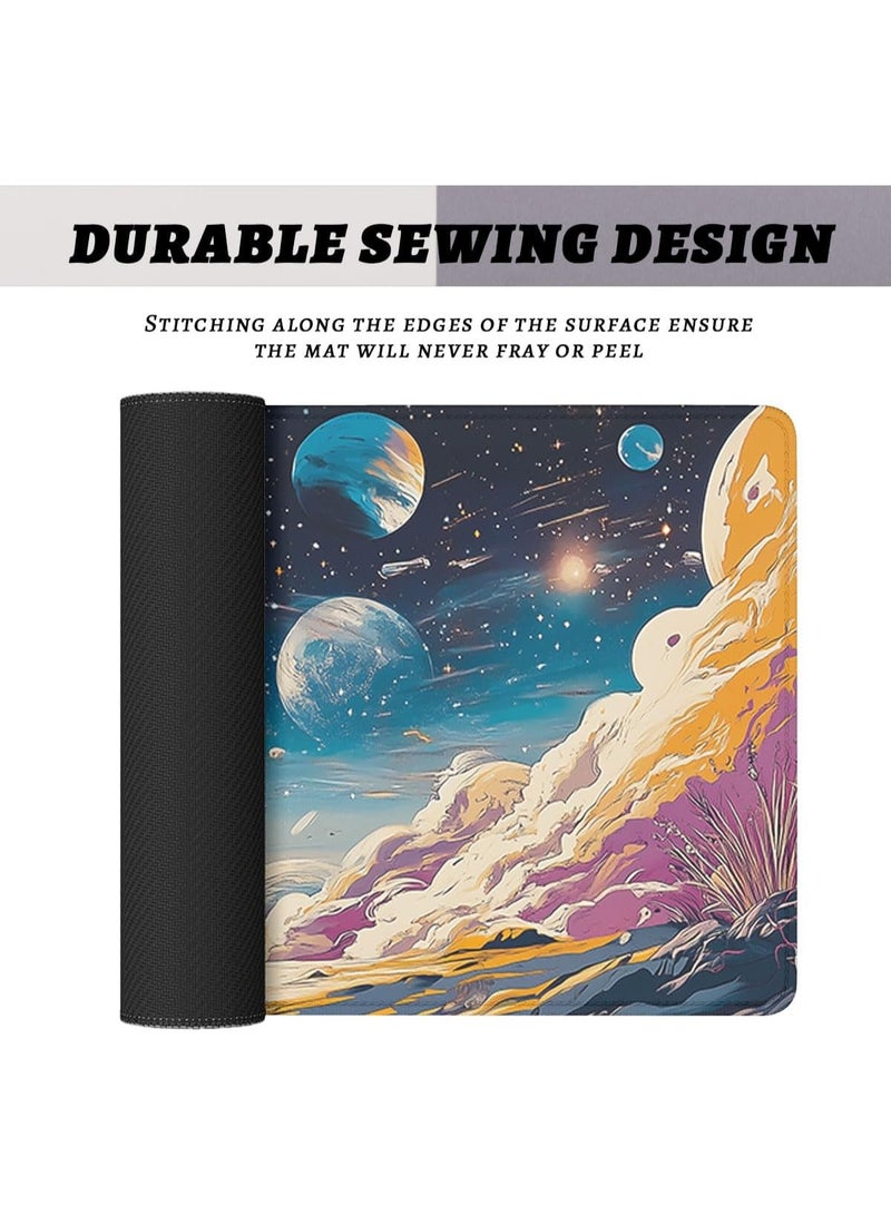 Astronaut Desk Pad Mouse Pad Psychedelic Space Fantasy Planet Extended Gaming Mouse Pad Mat with Stitched Edge Non-Slip Base Big Mouse Pad Office Home Decor for Women Girl 70 x 30 cm x 2mm with Stitched Edges Non-Slip, Large Keyboard Mat for Desktop Computer Laptop Work Home Cute Office Desk Accessories - Image 4