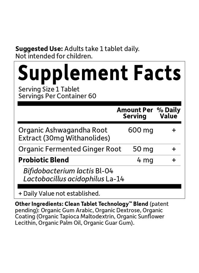 Garden of Life Organic Ashwagandha Stress Mood & Energy Support Supplement With Probiotics & Ginger Root For Digestion Mykind Organics Vegan Gluten Free Non Gmo 2 Month Supply 60 Tablets  - Image 5