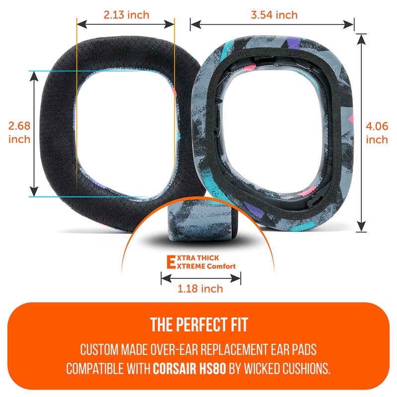 WC Freeze HS80 - Cooling Gel Earpads for Corsair HS80 RGB Wireless, Wired, & HS80 Max by Wicked Cushions - Elevate Comfort, Thickness & Sound Isolation for Epic Gaming Sessions | 90's Black - Image 5