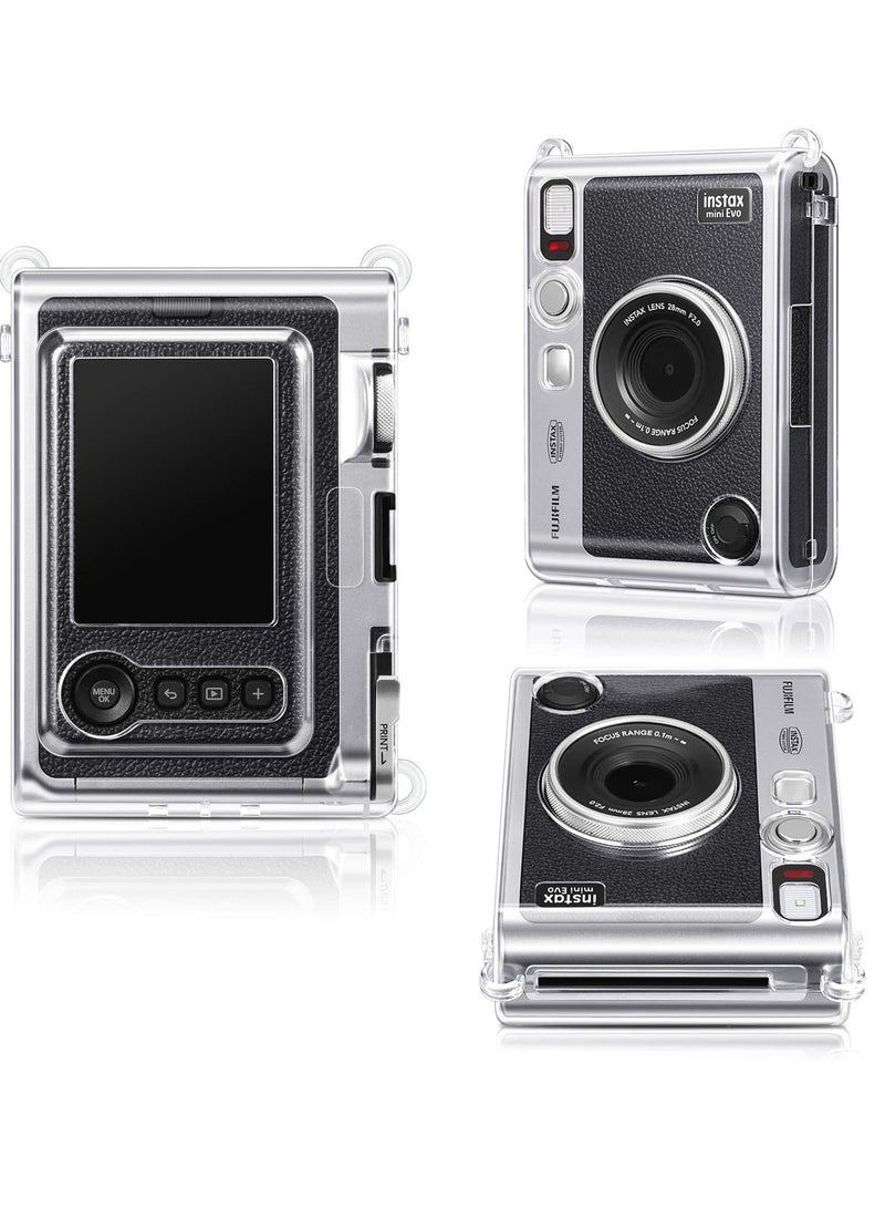 Captaintech Protective Case for Fujifilm Instax Mini EVO Camera Crystal Hard PVC Cover with Removable Shoulder Strap - Image 2