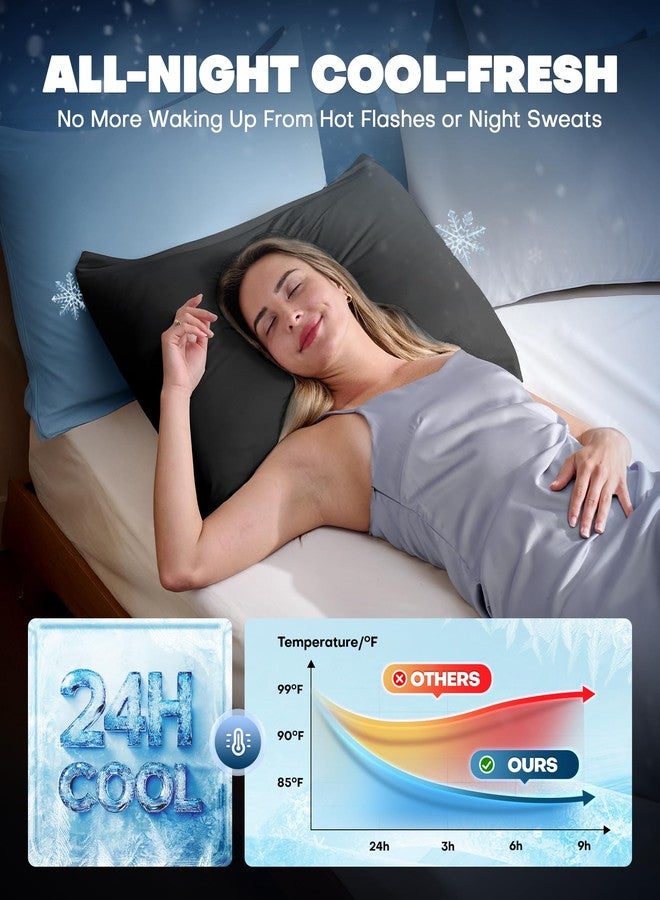 Rifens Cooling Pillowcases for Hot Sleepers Set of 2, Soft & Smooth (Black, Standard) - Image 3