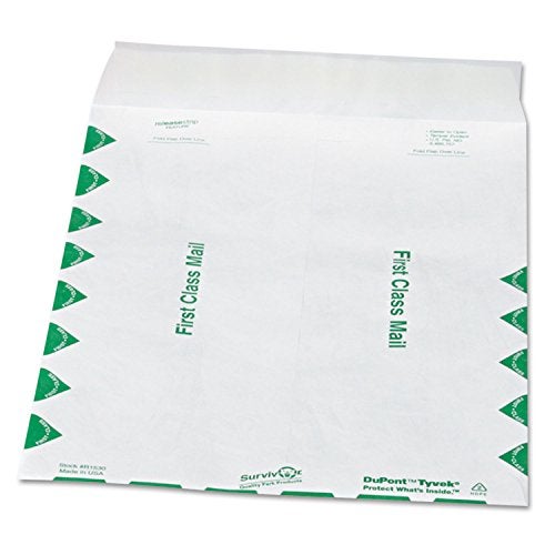 Quality Park Survivor R1530 Tyvek USPS First Class Mailer, 9 1/2 x 12 1/2, White (Box of 100) - Image 1