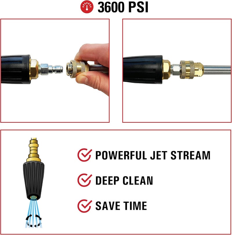 Simpson Cleaning 80143 3600 PSI Universal Turbo Pressure Washer Nozzle, 1/4-Inch Quick Connect, Hot- or Cold-Water Use, Black - Image 3