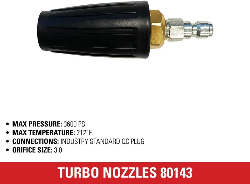 Simpson Cleaning 80143 3600 PSI Universal Turbo Pressure Washer Nozzle, 1/4-Inch Quick Connect, Hot- or Cold-Water Use, Black - Image 4