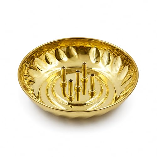 Spillbox Brass Incense Stick Holder Stand|Burner with Ash Catcher Agarbatti|Batti Stand|Plate|Dhup|Dhoop Best for Puja|puja samagri Stand|Pooja Mandir Home & Office Decoration – Bowl - Image 3
