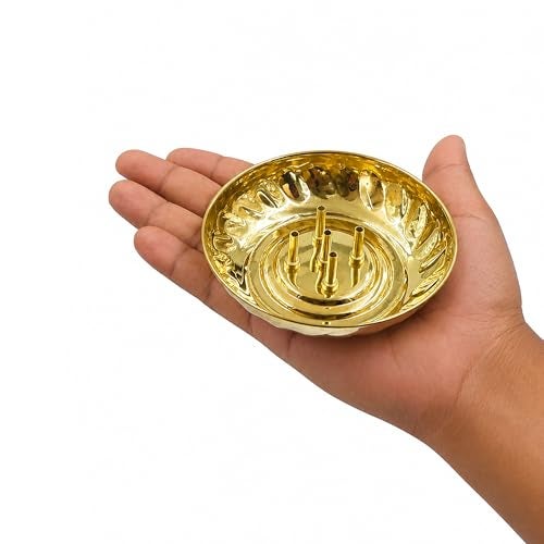 Spillbox Brass Incense Stick Holder Stand|Burner with Ash Catcher Agarbatti|Batti Stand|Plate|Dhup|Dhoop Best for Puja|puja samagri Stand|Pooja Mandir Home & Office Decoration – Bowl - Image 5