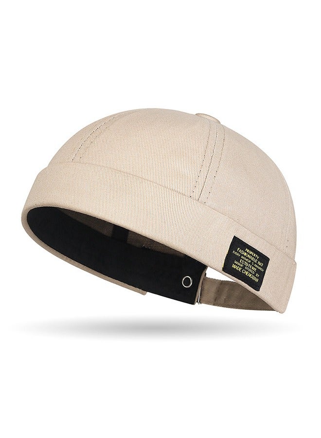 Versatile melon skin hat beanieless, Beige - Image 1