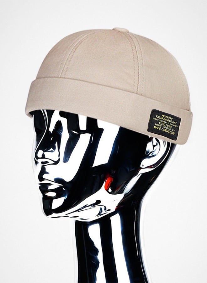 Versatile melon skin hat beanieless, Beige - Image 2