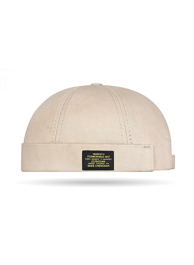 Versatile melon skin hat beanieless, Beige - Image 3