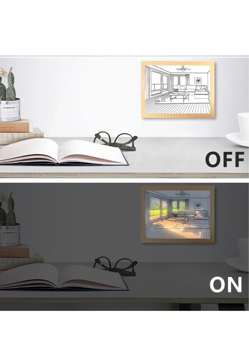 Excefore ديكور جدارية رسم مضيئة، 3 ألوان أضواء LED رسم جدارية، لوحة مضاءة LED، صورة مضيئة، رسم ضوء أكريليك USB لتزيين جدار غرفة المعيشة، 9.3x7.3 بوصة (كلب) - Image 2