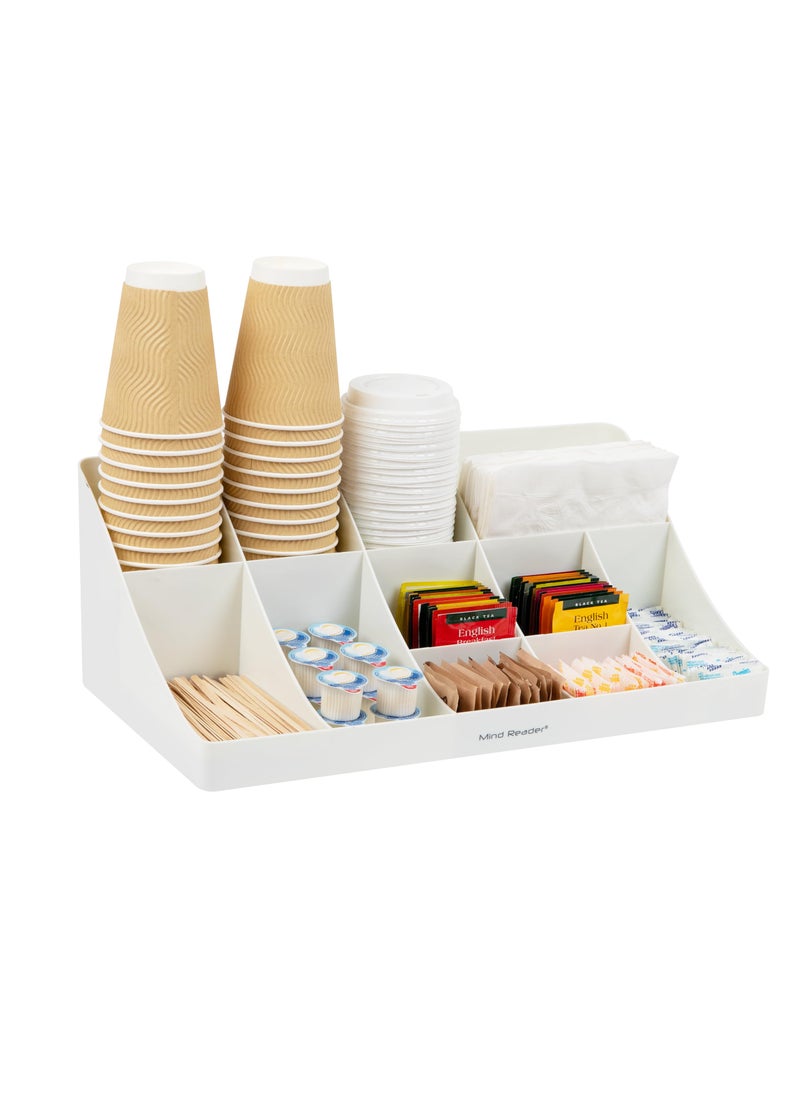 Mind Reader Mind Reader Cup and Condiment Station Countertop Organizer Coffee Bar Kitchen Stirrers 17875L x 95W x 6625H White 