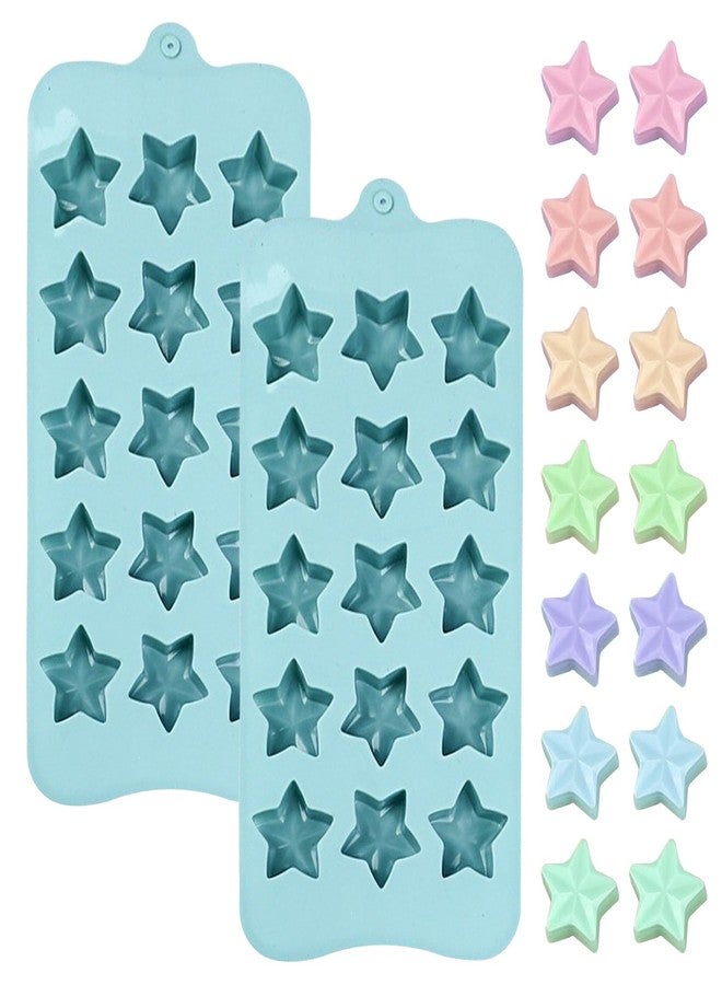 Fchil Star-Shaped Silicone Molds, 2-Pack, 15 Cavities Each, Blue - Image 1