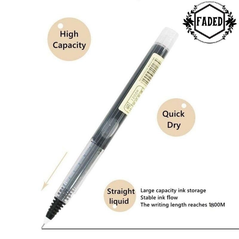 Faded 6pcs 0.5mm Needle Tip Liquid Ink Rollerball Pens | Quick-Drying Smooth Writing Pens for School, Office, Journaling & Everyday Use (black) - Image 5