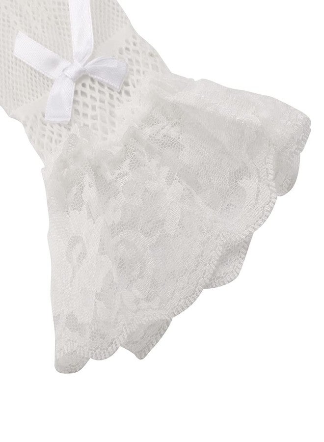 Anzailala Ladies Lace Gloves Elegant Short Gloves Courtesy Summer Gloves for Wedding Dinner Parties (White) - Image 5