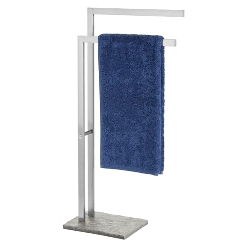 Wenko GraniteFree Standing Stainless Steel Hand Towel Stand, Bathroom Hand Towel Organizer Stand, with Ganite Rounded Pedestal - Image 2