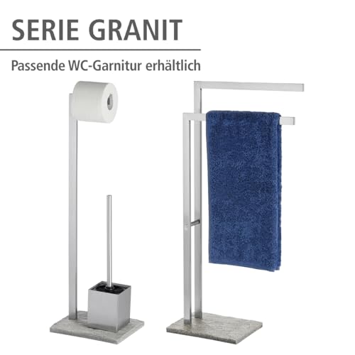 Wenko GraniteFree Standing Stainless Steel Hand Towel Stand, Bathroom Hand Towel Organizer Stand, with Ganite Rounded Pedestal - Image 5