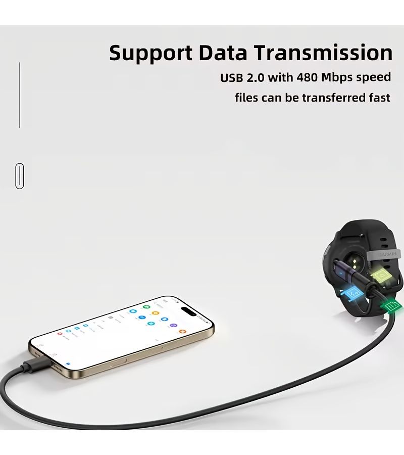 محول شحن USB-C رمادي مستقيم لساعة جارمين الذكية، موصل محول محمول - Image 4