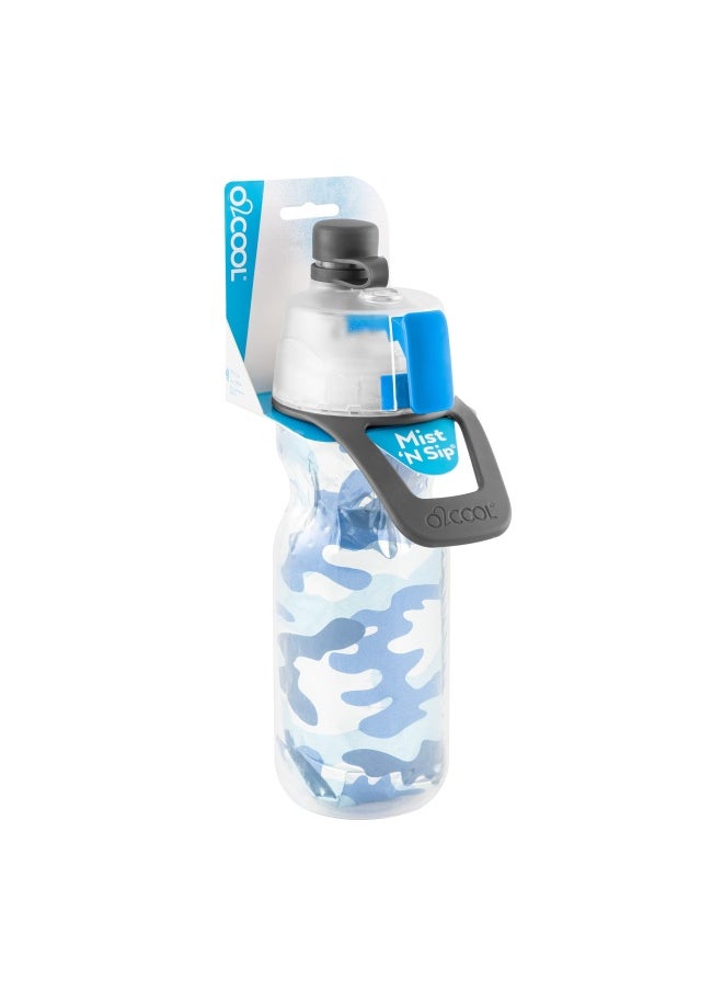 O2COOL O2Cool Mist  N Sip Misting Water Bottle 2-In-1 Mist And Sip Function With No Leak Pull Top Spout  Blue Camo  - Image 2
