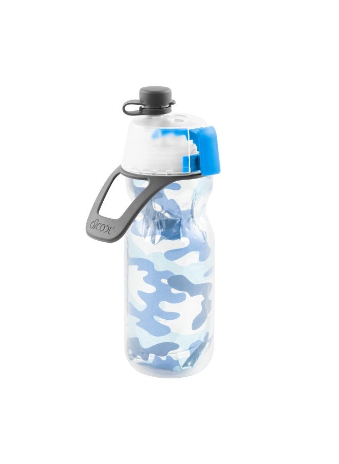O2COOL O2Cool Mist  N Sip Misting Water Bottle 2-In-1 Mist And Sip Function With No Leak Pull Top Spout  Blue Camo  - Image 1