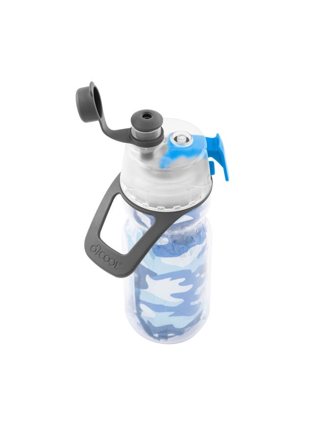 O2COOL O2Cool Mist  N Sip Misting Water Bottle 2-In-1 Mist And Sip Function With No Leak Pull Top Spout  Blue Camo  - Image 4