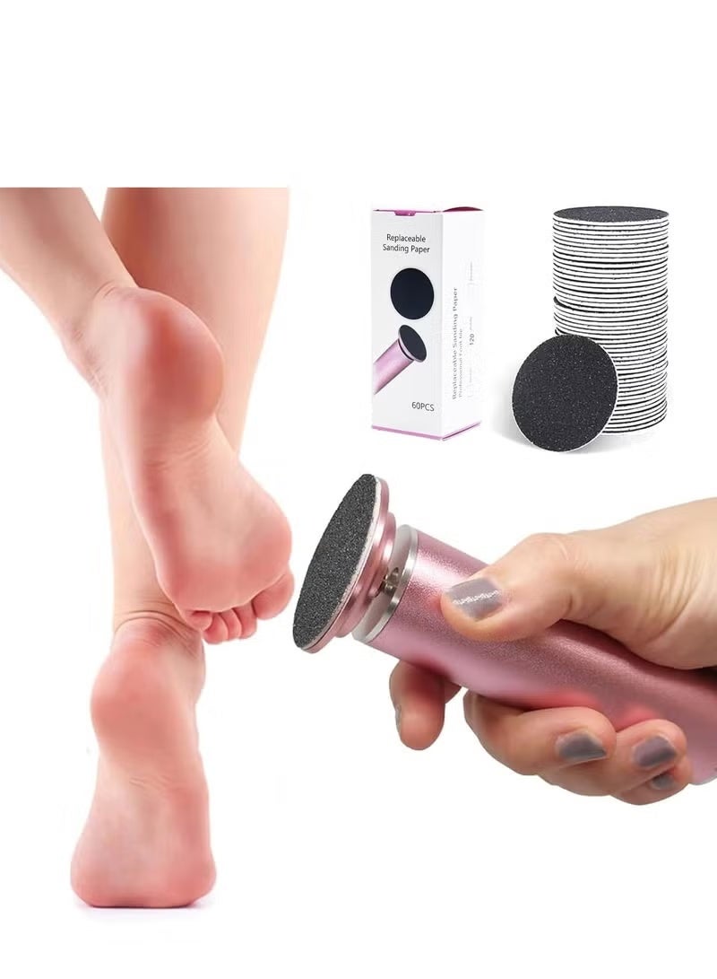 Longer Electric Foot Callus Remover, Professional Aluminum Callus Remover for Feet with 60pcs Sandpaper Discs, Stepless Speed Control Pedicure Tools for Dead Skin Calluses (Rose Pink) - Image 1