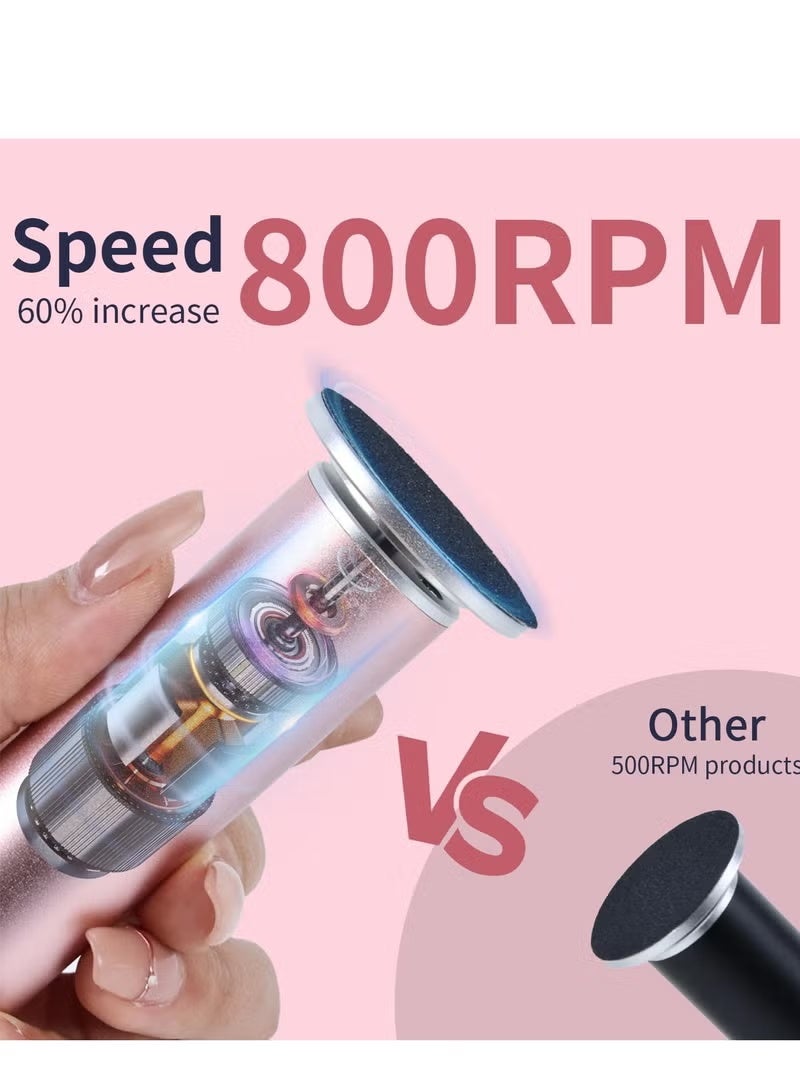 Longer Electric Foot Callus Remover, Professional Aluminum Callus Remover for Feet with 60pcs Sandpaper Discs, Stepless Speed Control Pedicure Tools for Dead Skin Calluses (Rose Pink) - Image 3
